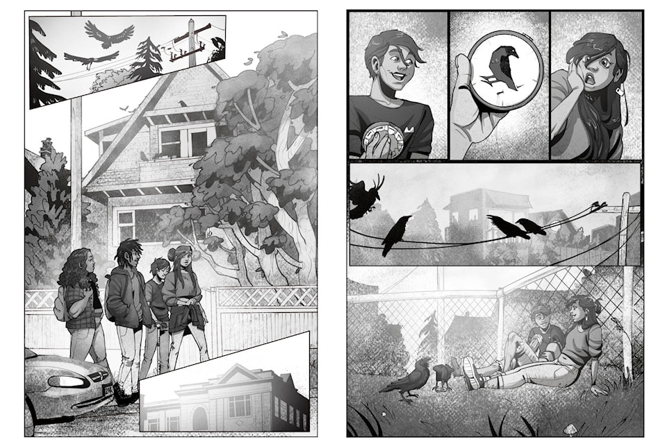 Two pages of illustration for the upcoming untitled graphic novel. These pages may be in a different order in the final product. Photo courtesy Tchadas Leo 
