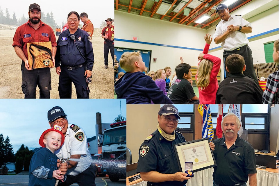 After a 28 year career, former Sicamous Fire Department Chief Brett Ogino had his "final call" on Aug. 20, leaving a void in the community. (File photos) 