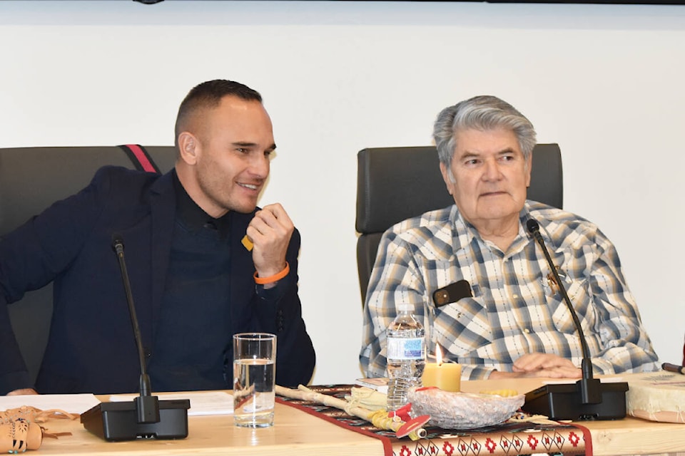 Williams Lake First Nation Chief Willie Sellars, left, and the late Rick Gilbert, former chief and councillor, are featured in the film Sugarcane which premieres Jan. 20 at the Sundance Fesitval in Utah. (Monica Lamb-Yorski photo - Efteen) 