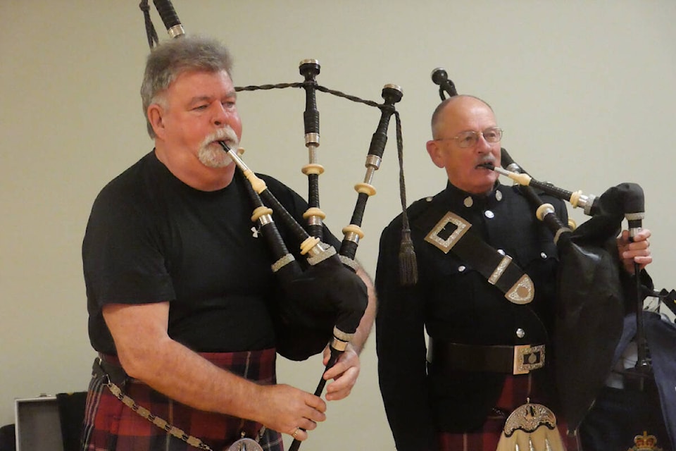 Warren Fells, pipe major, warms up before the biggest Robbie Burns Day event on Vancouver Island. New Staff/Thomas Eley) 
