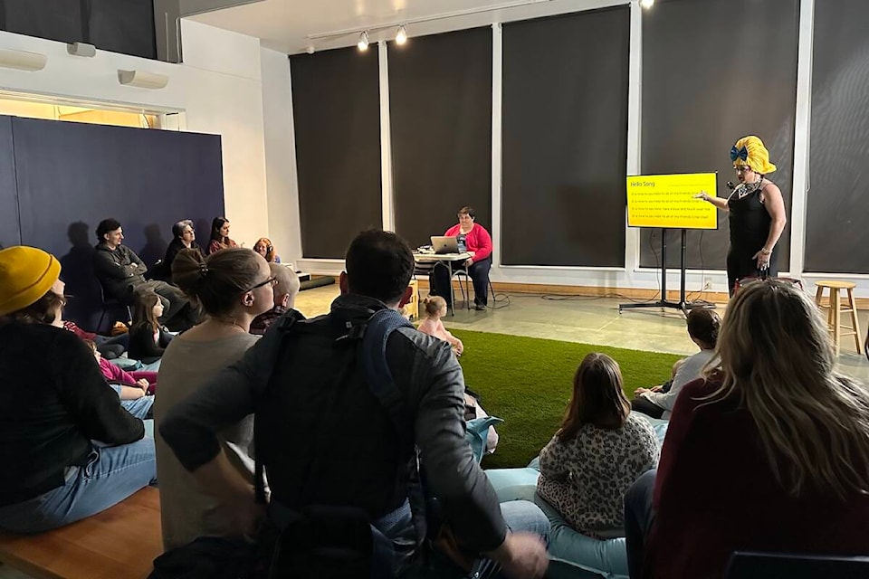 Award-winning drag artist Freida Whales hosted Drag Story Time at the Kelowna Art Gallery for the first time ever on Saturday, Jan. 27. (Jordy Cunningham/Capital News) 