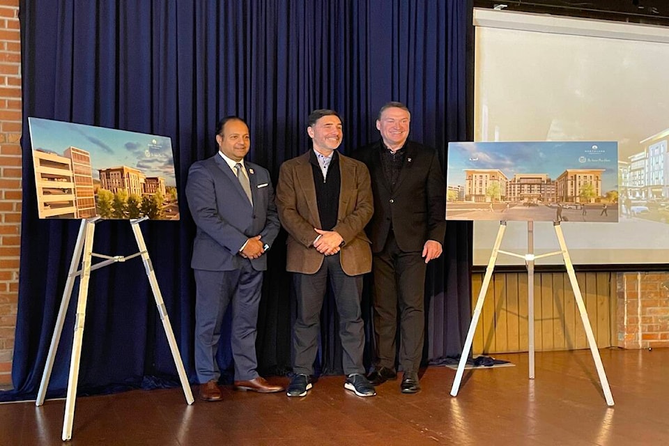 From left to right Kelowna International Airport COO Sam Samaddar, Northland Properties President and CEO Steve Sammut, Kelowna Mayor Tom Dyas. (Gary Barnes/Capital News) 