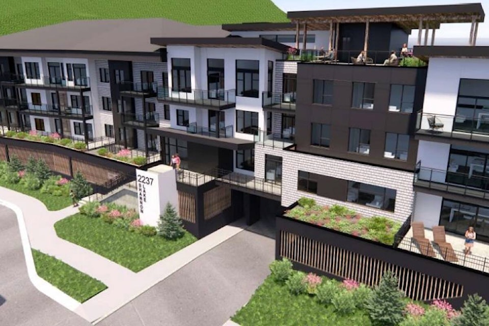 Conceptual rendering of a four-storey, 37-unit apartment building planned for 2377 Shannon Lake Road. (City of West  photo) 