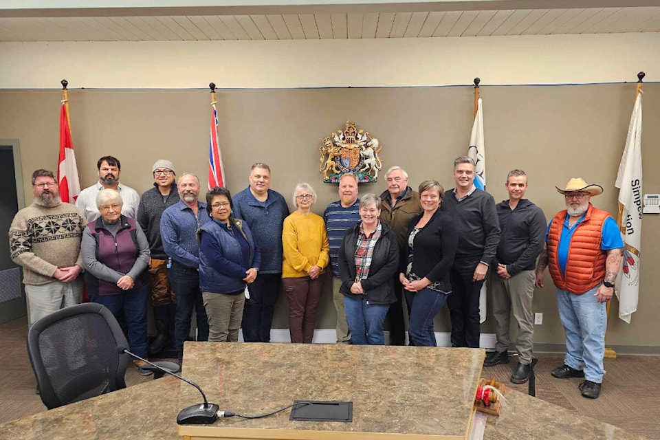 On Dec. 20, 2023 a Highway 5 working group all day forum was held at Dutch Lake Community Centre facilitated by MLA for Kamloops-Thompson, Peter Milobar. From Left to Right: Mayor Owen Torgenson of Valemount, Area ‘O’ TNRD Director Jill Hayward, behind Hayward - Kúkpi7 George Lampreau of Simpcw First Nation, beside him - Usoff Tsao, TNRD Director for Area ‘A’, Mayor Ward Stamer of Barriere, Tina Donald - Fisheries and Wildlife coordinator, behind - MLA Peter Milobar, DOC councillor Lynne Frizzle , Mayor Merlin Blackwell, DOC councillor, Theresa Braaten, DOC councillor Ken Matheson, TNRD Director for Area ‘B’ Lee Onslow, MLA for Kamloops-South Thompson Todd Stone, Chu Chua Fire Chief Ron Lampreau Jr. Pete Pearson councillor for Valemount. (Photo by: Zephram Tino) 
