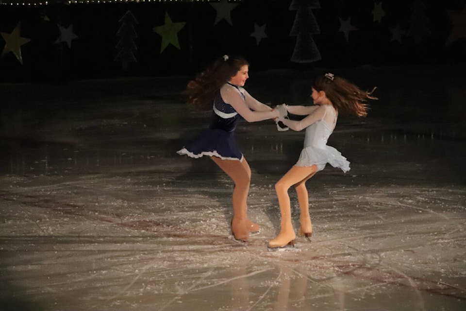 Natalie and Jayla performing to ‘Snowman’ during the RMSC skating gala on Dec. 14 at the North Thompson Sportsplex. (Photo by: Zephram Tino) 