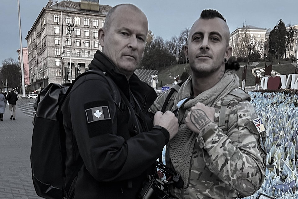 Darrell McKay (left) and Shareef Amin during one of his visits to Ukraine. Photo supplied 