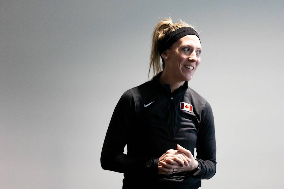 Meghan Agosta spoke to a room of hockey players and parents at WickFest in Surrey on Friday, Feb. 2, 2024. (Photo: Anna Burns) 
