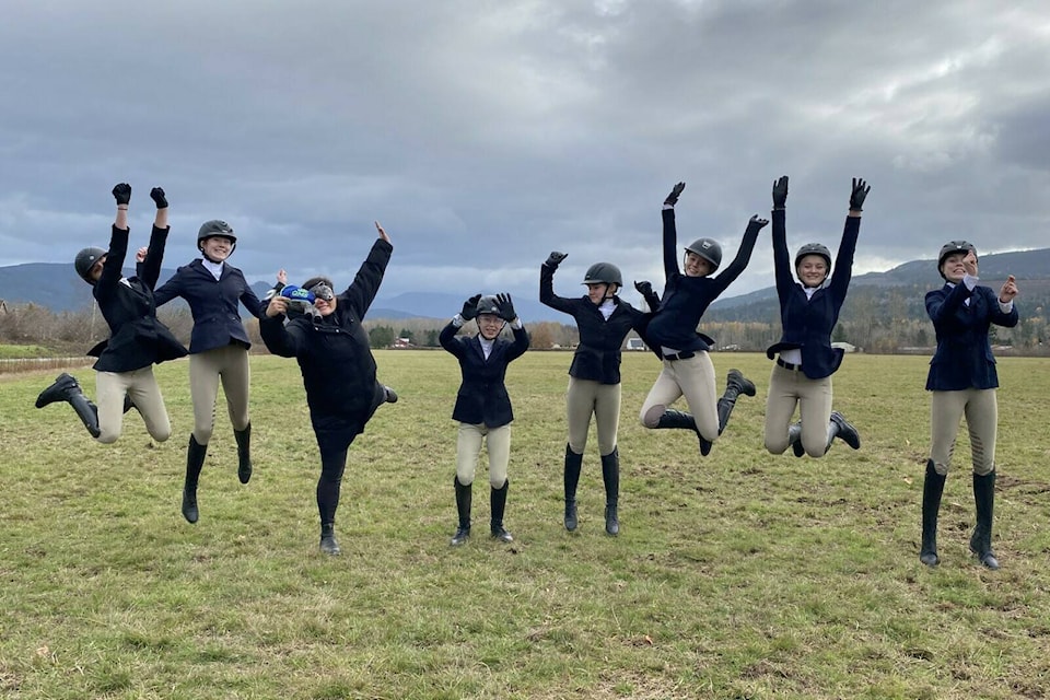 The QMS Interscholastic Equestrian Association Hunt Seat Team was excited to take part in their very first show at Burkwood Farm in Blaine, WA in November, earning podium placements in both individual and team events. (QMS photo) 