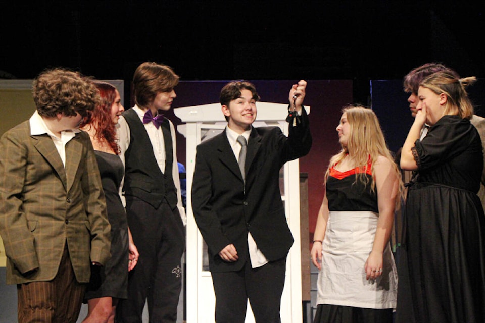 Students with Sightline Theatre Company at Thomas Haney Secondary School putting on Clue: On Stage. (Sadie Setynski /Special to The News) 