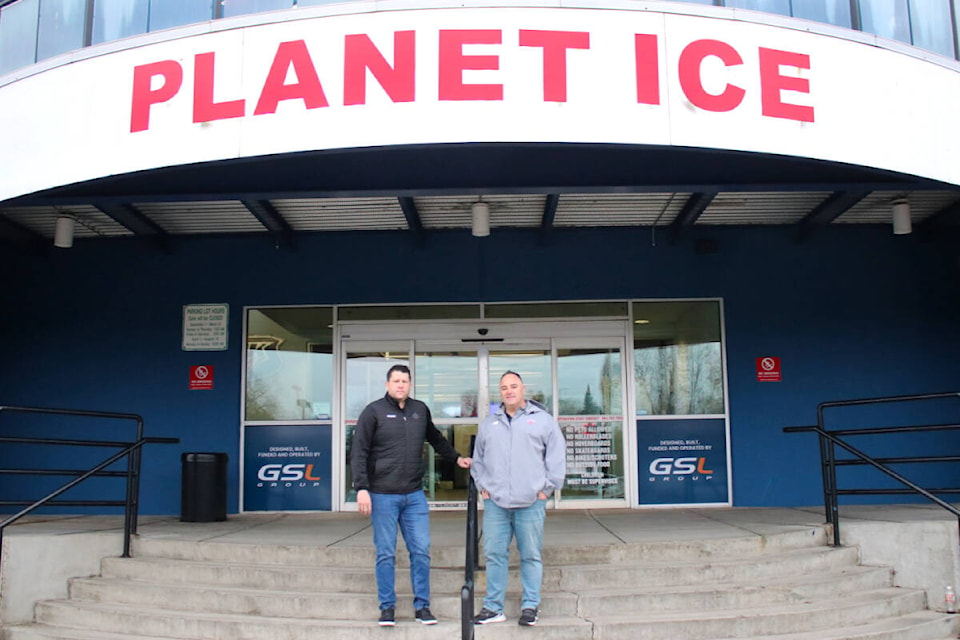 Ridge Meadows Minor Hockey Association general manager Jordan Emmerson (left) and Ridge Meadows Minor Lacrosse Association president Tyson Craiggs said that the cities of Maple Ridge and Pitt Meadows are in desperate need of more arena space. (Brandon Tucker/The News) 