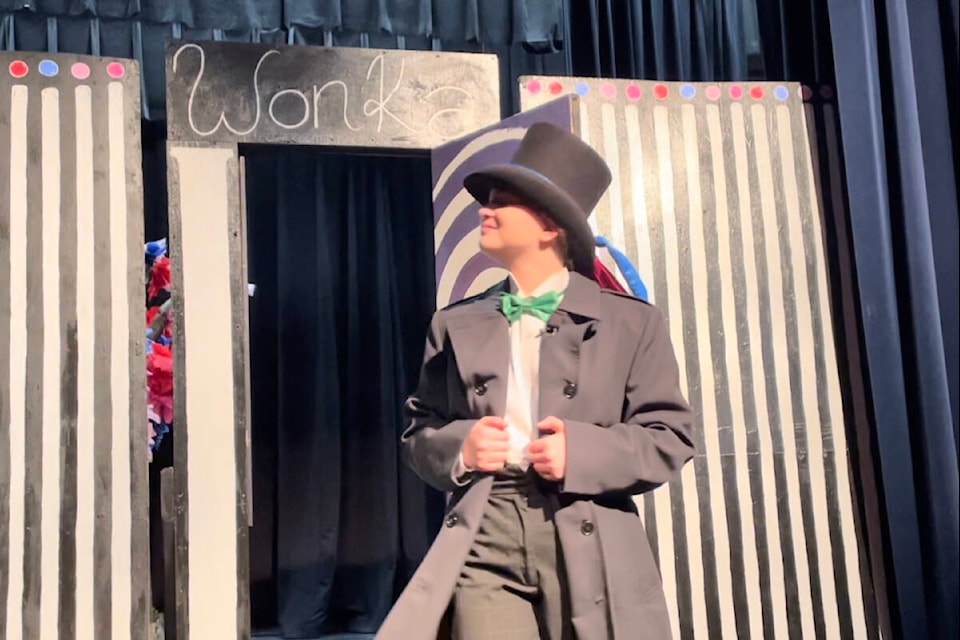 Hannah Ward, Grade 10, plays Willy Wonka in Westview Secondary’s production of <em>Charlie and the Chocolate Factory</em>. (Special to The News) 