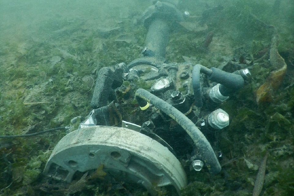 A boat motor lies sunken in the waters of the Salish Sea off Oak Bay. (Jamie Smith of Coast Photography Studios) 