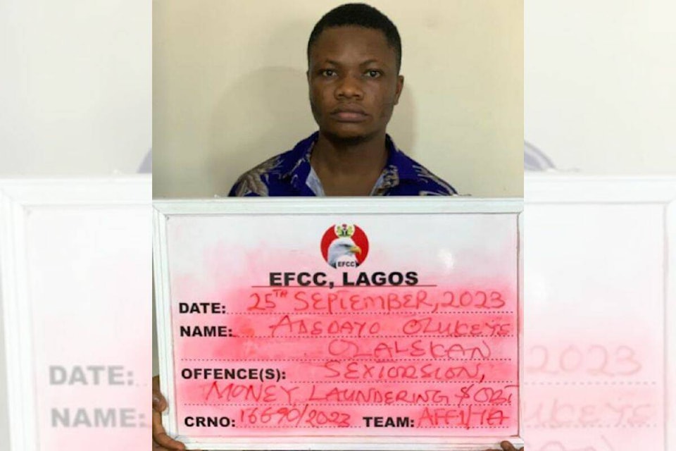 Olukeye Adedayo Olalekan was arrested by the EFCC in Nigeria on August 4, 2023. (Photo: efcc.gov.ng)