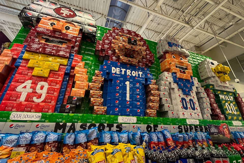 Eric Falkenberg created a larger-than-life display to help people get excited about the upcoming Superbowl.(Jacqueline Gelineau/Capital News) 