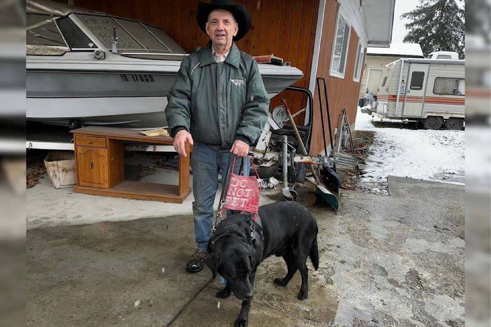 Rolland Croteau and his guide dog Dodger were able to safely get home on Friday, Jan. 26, after they were inadvertently dropped off at the wrong house. (Bowen Assman/Morning Star) 
