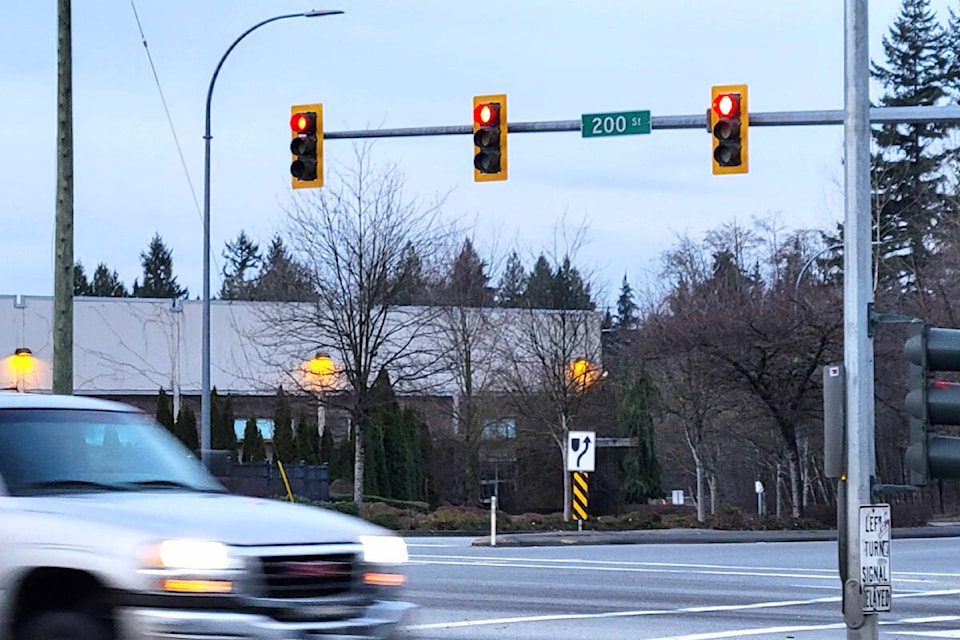 The 200th Street on-ramp to Highway 1 was heavily congested after a crash at 5 p.m. on Friday evening, Feb. 9. (Kyler Emerson/Langley Advance Times) 
