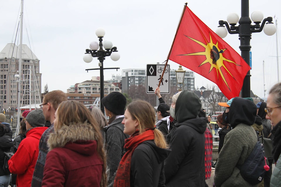 The Stolen Sisters March makes its way down Government Street towards the Legislature. (Thomas Eley/News Staff) 