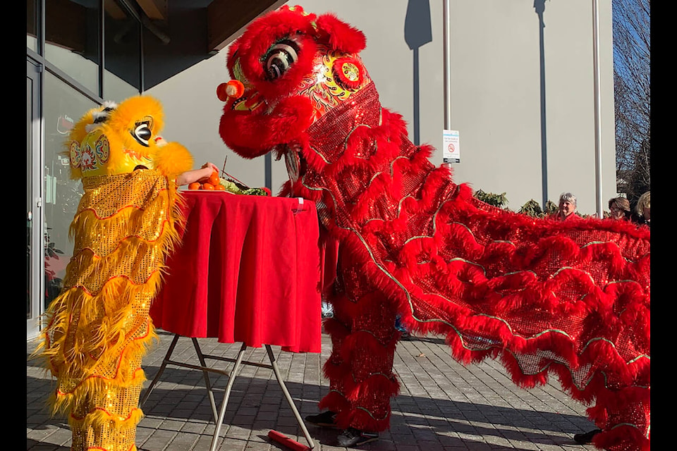 The Excellent Martial Arts Academy performed a traditional lion dance at the Chilliwack Cultural Centre on Feb. 9, to kick off a day of Lunar New Year festivities. (Jessica Peters/Chilliwack Progress) 
