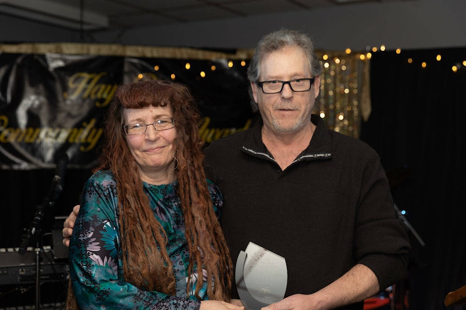 Linda Duford, left, won the Senior Volunteer Award. Andy Taylor stands at right. Photo courtesy of Town of Hay River 