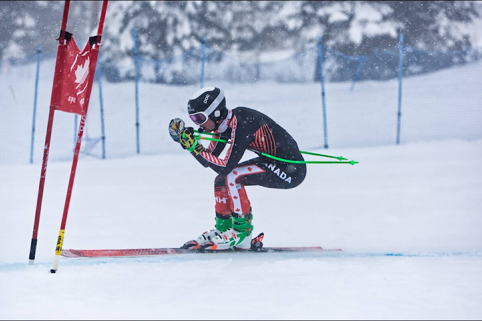 Sweden-born, Kimberley-raised Kalle Ericsson trains at Kimberley Alpine Resort ahead of the Para Alpine FIS Race. Paul Rodgers photo. 