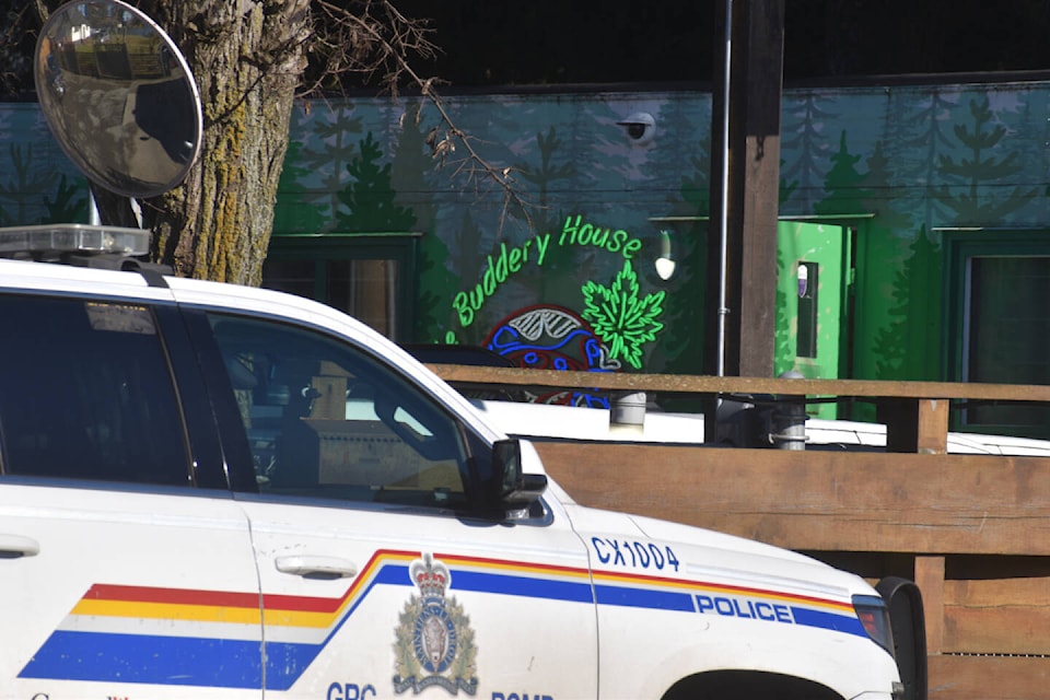 Members of the Government of BC Community Safety Unit (CSU) conducted simultaneous raids on K’ómoks First Nation cannabis dispensaries on Wednesday, Feb. 14, effectively shutting down three of the businesses. Photo by Terry Farrell 