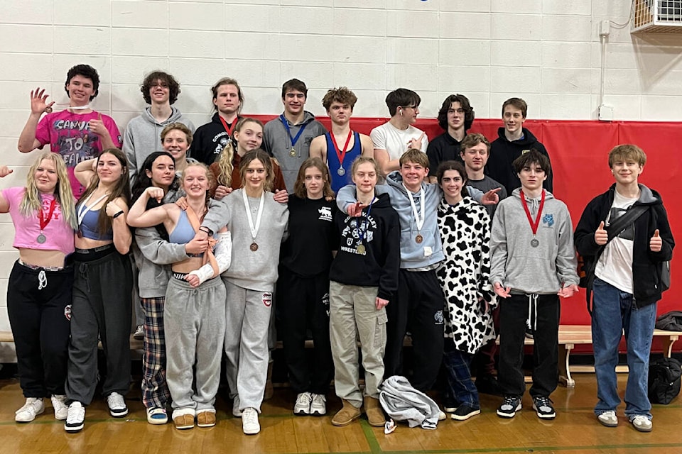 The School District 71 wrestling team had a terrific showing at the Island championships, with 18 athletes advancing to the provincials. Photo courtesy SD 71 