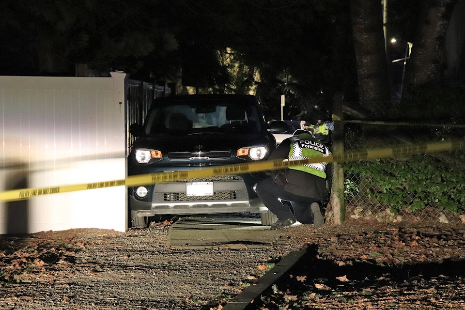 The Abbotsford Police Department says two pedestrians were “intentionally” hit by a vehicle on the 31000 block of Carlsrue Avenue on Wednesday (Feb. 14) afternoon. /Shane MacKichan Photo The Abbotsford Police Department says two pedestrians were “intentionally” hit by a vehicle in the 31000 block of Carlsrue Avenue on Wednesday (Feb. 14) afternoon. /Shane MacKichan photo 
