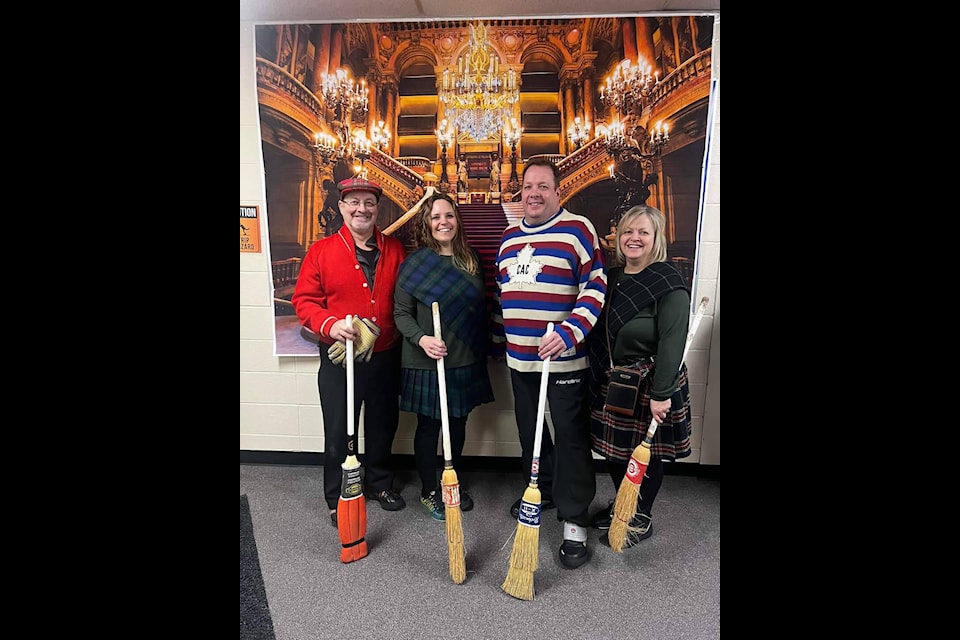 The winning team at the Sparwood Valentine’s Day Bonspiel A Final includes, from left, Danny Mercereau, Carrie Will, Darren Will and Mickey Martin (photo courtesy of Barb Endicott) 
