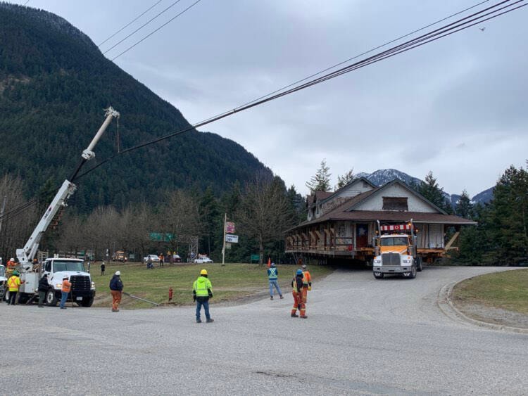 The Hope Station House is moved on Feb. 15, 2024. (Jessica Peters/ Black Press Media) 