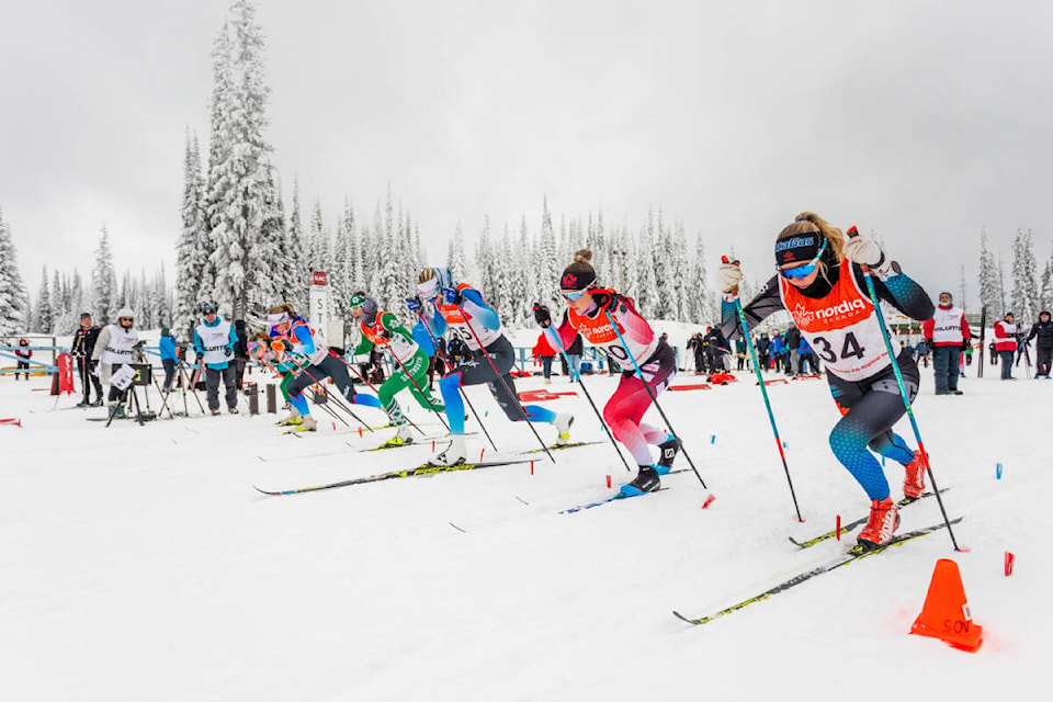 Competitions like the Western Canada Cup are drawn to Vernon’s Sovereign Lake Nordic Club because of excellent conditions and world-class grooming. The local cross-country ski centre contributes more than $5 million annually to the B.C. economy. (Vanessa Garrison Photo) 