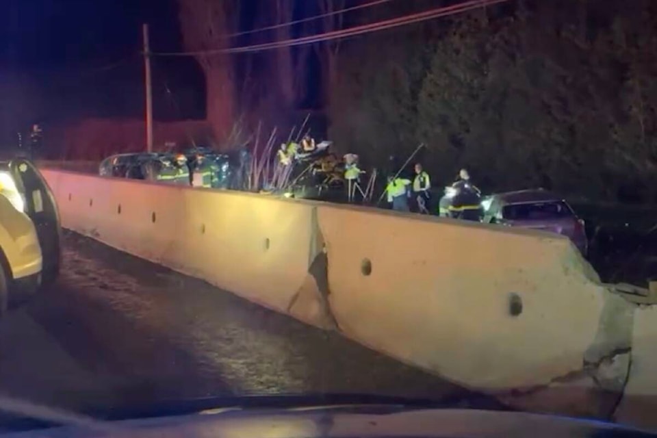 Vehicles crashed over embankment on Highway 33. (Facebook) 