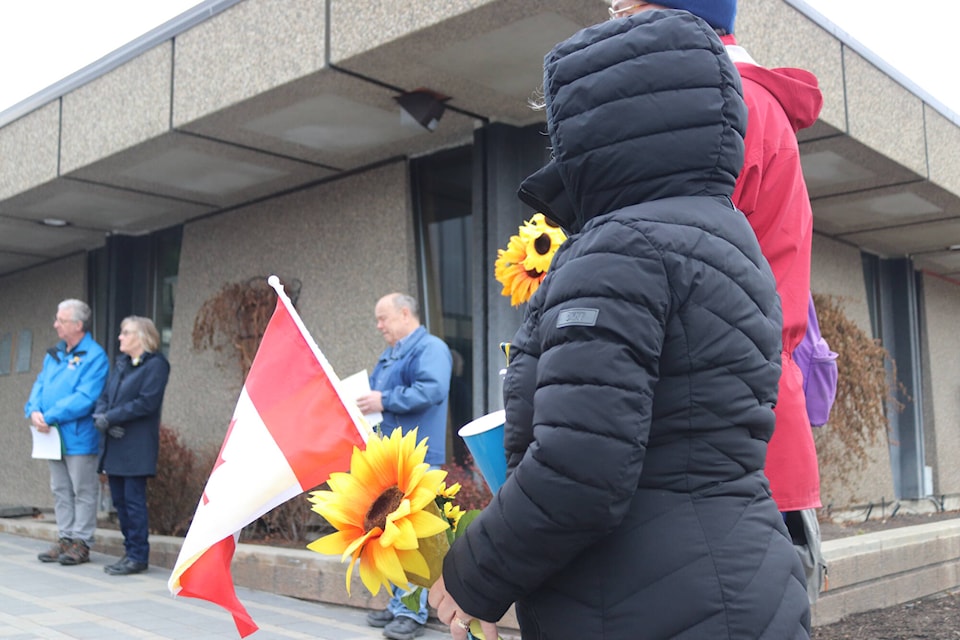 The ceremony ended with a speech by Kathy Zozula, whose parents lived under the Iron Curtain and Joseph Stalin’s Soviet Union following the Second World War. (Brendan Shykora - Morning Star) 