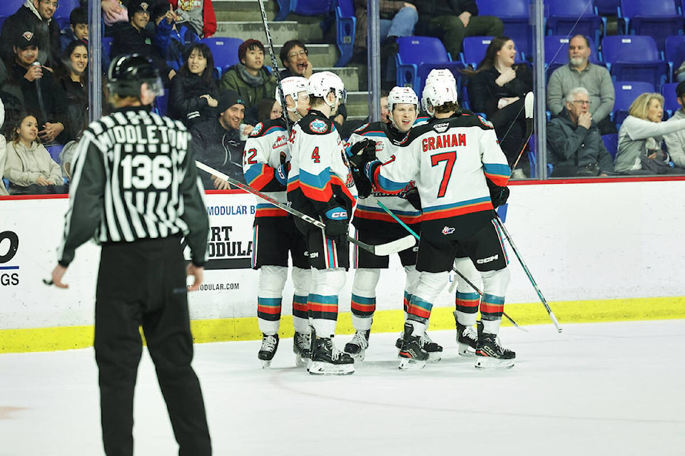  Kelowna Rockets won a 4-3 victory over the Vancouver Giants on Friday night, March 1, at the Langley Events Centre, in a game that saw the Giants battle back from a 3-0 third-period deficit to force overtime. (Rob Wilton/Special to Langley Advance Times) 