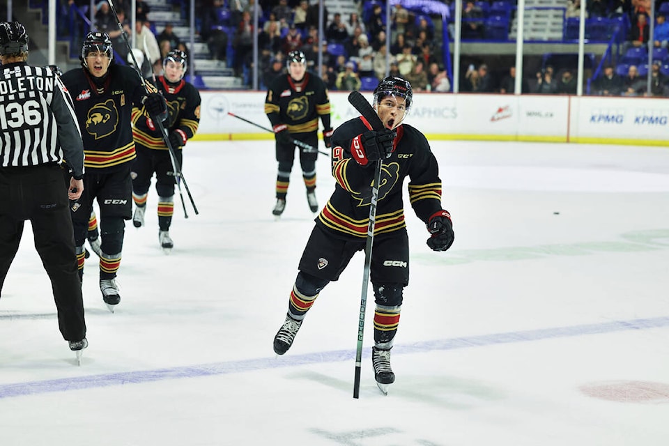  Kelowna Rockets won a 4-3 victory over the Vancouver Giants on Friday night, March 1, at the Langley Events Centre, in a game that saw the Giants battle back from a 3-0 third-period deficit to force overtime. (Rob Wilton/Special to Langley Advance Times) 