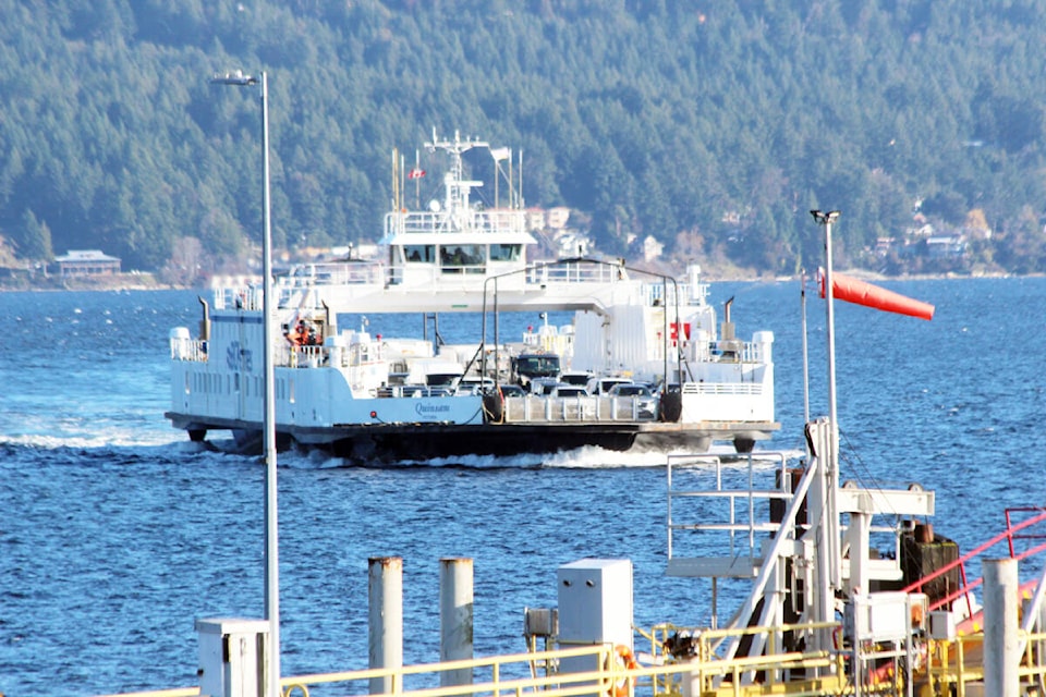 The MV Quinsam ferry approaches the dock at Crofton. (Photo by Don Bodger) 