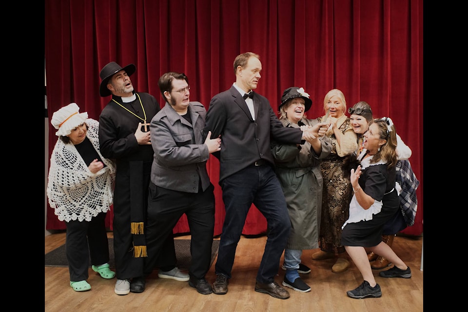 The Grindrod Players present a comedy murder mystery, The Butler Did It, at Armstrong’s Centennial Hall theatre March 7-10. Shows are at 7:30 p.m. on Thursday and Friday, and 2 p.m. Saturday and Sunday, with doors opening 30 minutes prior. Tickets at the door are $12 for adults and $10 for seniors and kids under 12. To reserve tickets, email hehlady2024@yahoo.com.  (Jette Russell/Enderby RiverTalk photo) 