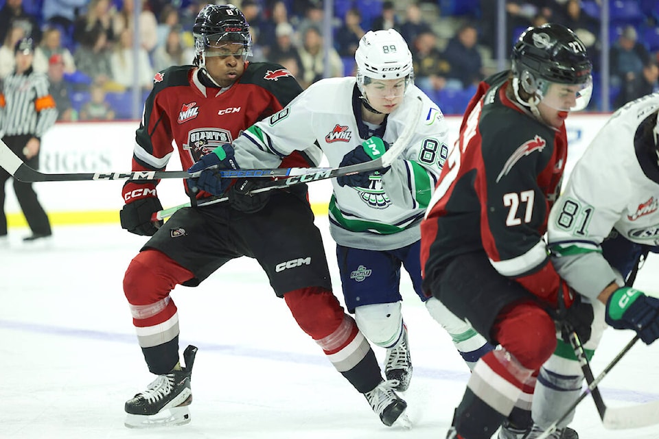  Vancouver Giants salvaged their weekend with a 5-2 win on Sunday afternoon over the Seattle Thunderbirds in front of more than 4,500 fans at the 91ԭ Events Centre. (Rob Wilton/Special to 91ԭ Advance Times) 