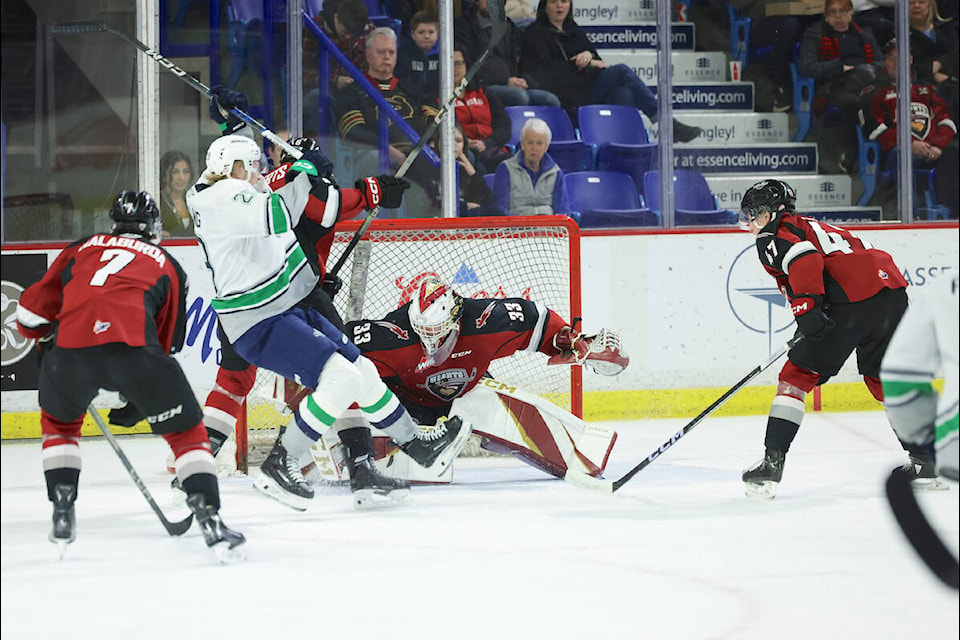  Vancouver Giants salvaged their weekend with a 5-2 win on Sunday afternoon over the Seattle Thunderbirds in front of more than 4,500 fans at the Langley Events Centre. (Rob Wilton/Special to Langley Advance Times) 