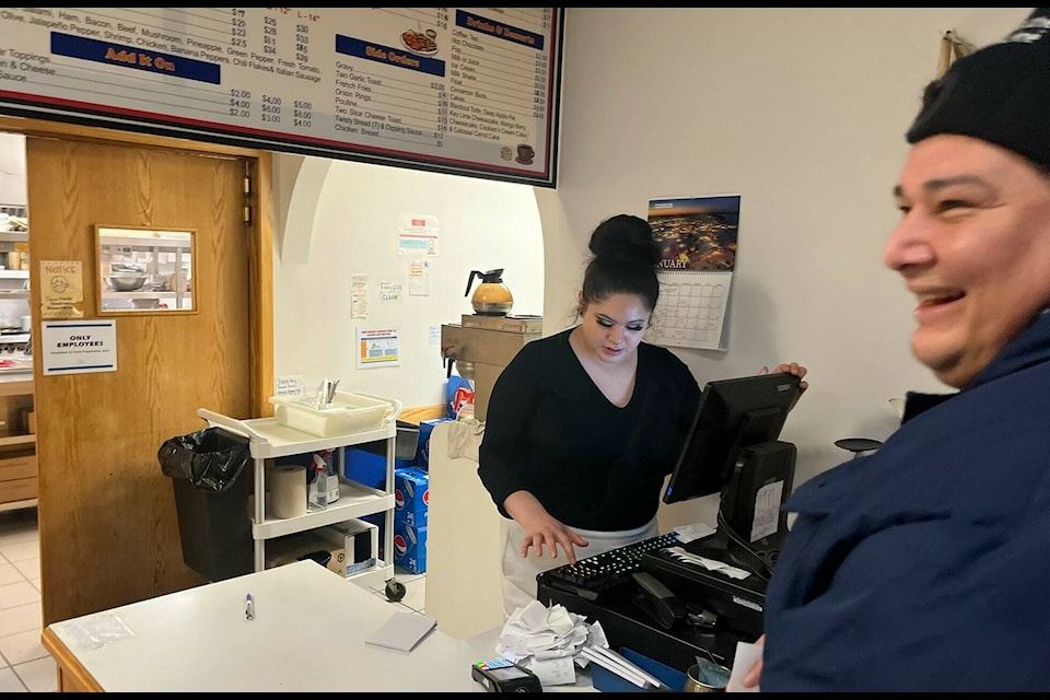 Crystal Bourke assists customer Benji Mandeville. BerroSAӰӴýs Pizza has been serving the region since 2007. Margaret McKay/NNSL photo 
