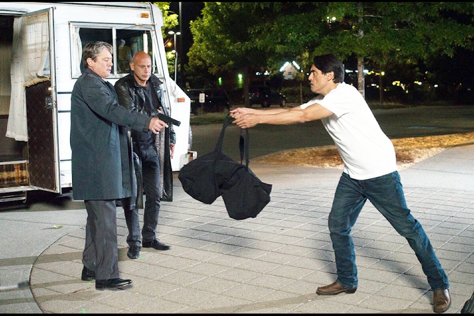 Duncan Ollerenshaw as Vladimir, Clay Morgan as Igor and Darrell Dennis as Steve Joe in director Darrell Dennis’ film The Great Salish Heist, an Orca Cove Media release. (Photo by Orca Cove Media) 