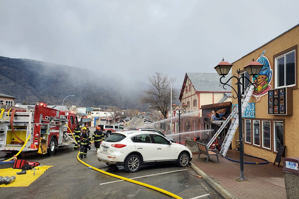 Osoyoos Fire thanked all the crews for their ‘tireless’ efforts to put out the blaze at Loco Amigos and help stop as much damage as possible to neighbourhing businesses. (Osoyoos Fire) 