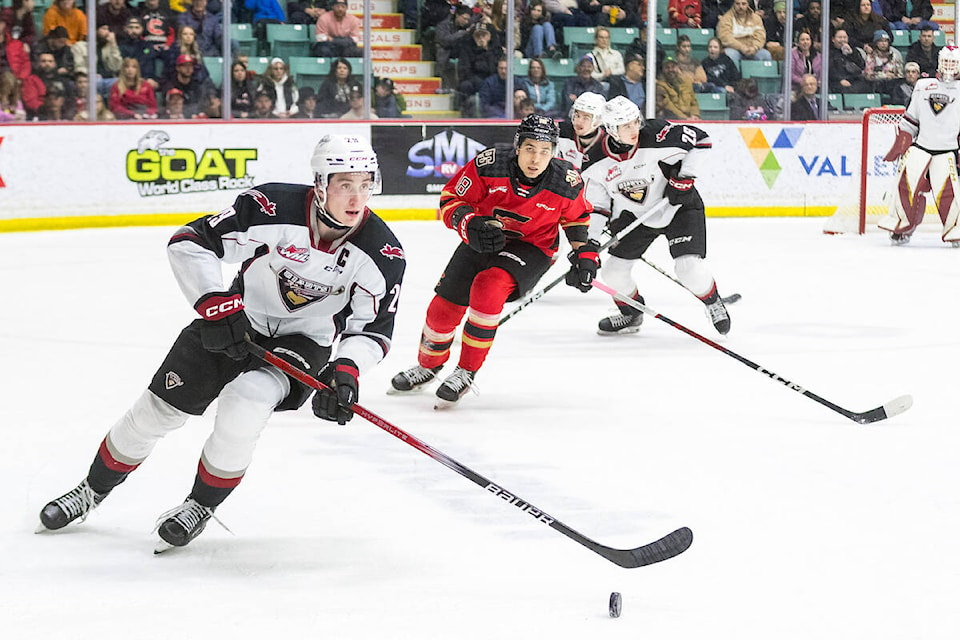  Vancouver Giants pushed late but eventually lost 5-3 to the Prince George Cougars Friday, March 8, but they still officially clinched a playoff berth after Tri-City lost to the Wenatchee Wild. (James Doyle/Langley Advance Times) 