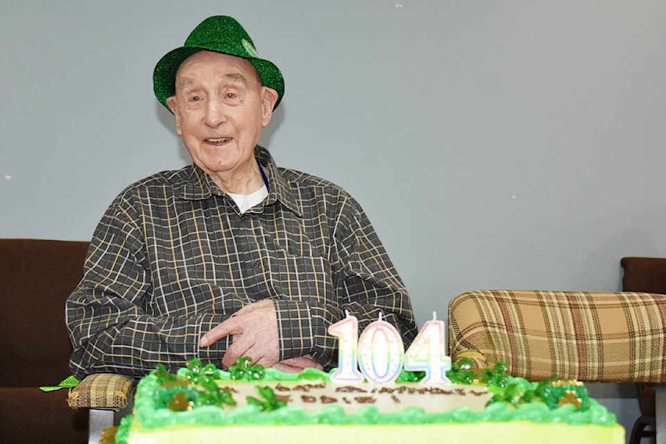 Maple Ridge resident Eddie Murphy turned 104-years-old on the leap day, Feb. 29. (Colleen Flanagan/The News) 