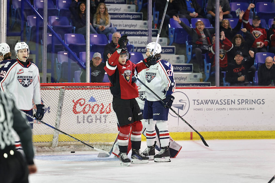  Vancouver Giants made a season-high 47 shots on goal in a 5-1 win over the visiting Tri-City Americans at the Langley Events Centre on Tuesday, March 12. (Rob Wilton/Special to Langley Advance Times) 