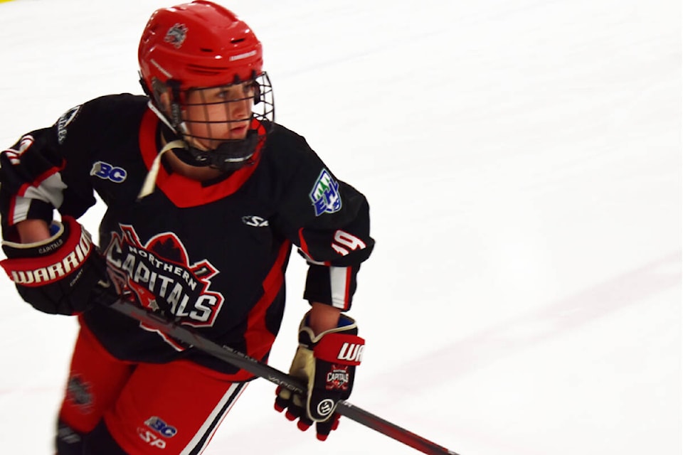 Up and coming forward Nicole Bateman comes from Smithers and plays for the BCEHL’s Northern Capitals, who find themselves eliminated from their best-of-three first round playoff series to the Vancouver Island Seals. (Frank Peebles photo - Quesnel Cariboo Observer) 