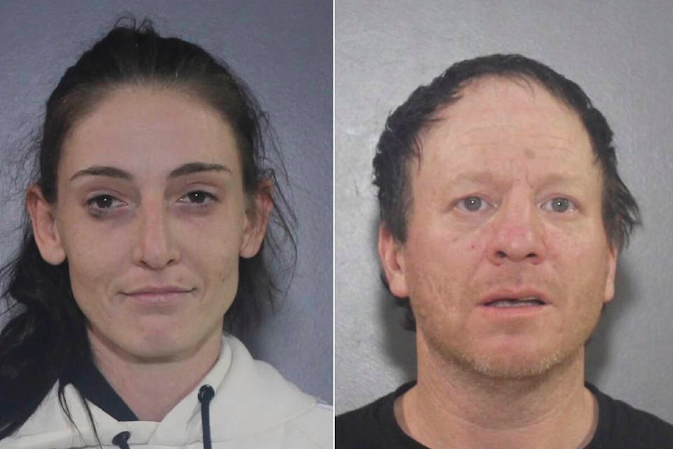 Ashley Heide (left) and Jamey McIntyre (right) are wanted suspects in the 2022 break and enter of a commercial warehouse in Burnaby. (Burnaby RCMP handouts) 