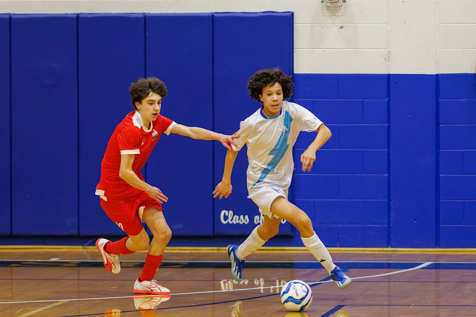 All four of Team Yukon’s boys’ and girls’ futsal teams have performed incredibly during this year’s Arctic Winter Games. Three of the four have earned a spot in their division’s gold-medal matches, while the under-16 girls’ futsal team will play for bronze. (AWG 2024/Anthony Lemos) 