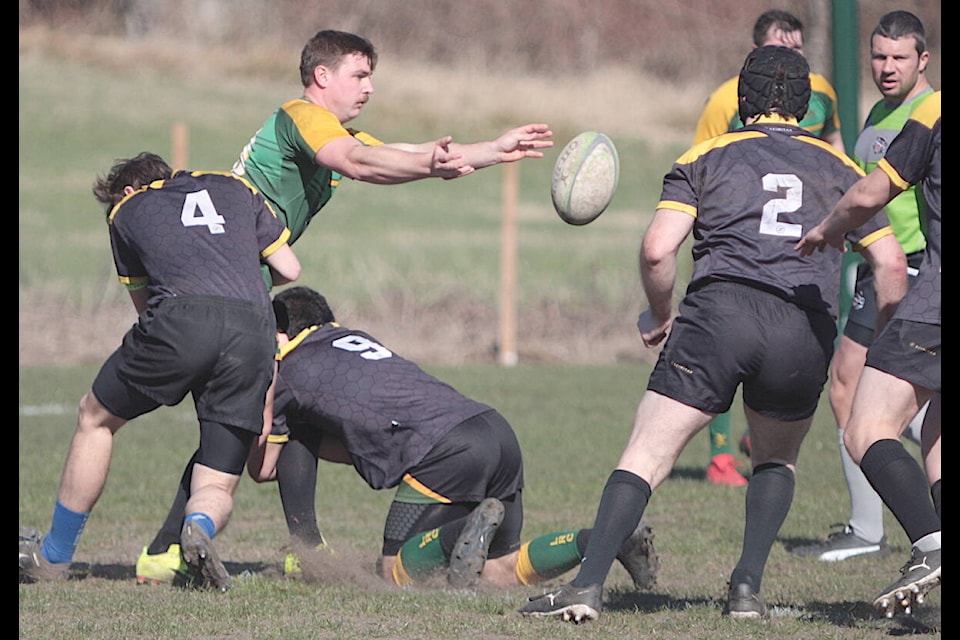  91ԭ Rugby Club celebrated Alumni Day, a celebration of the people who helped build the club over its 55-year history, by hosting three teams from Nanaimo on Saturday, March 16th at their two Crush Crescent playing fields. (Dan Ferguson/91ԭ Advance Times) 