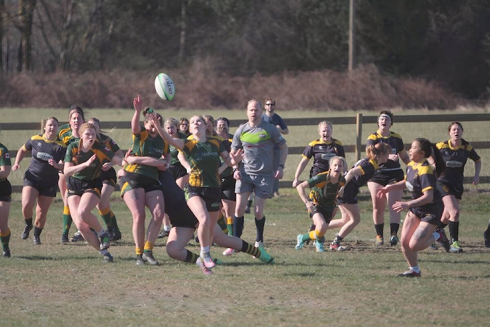  91ԭ Rugby Club celebrated Alumni Day, a celebration of the people who helped build the club over its 55-year history, by hosting three teams from Nanaimo on Saturday, March 16, 2024 at their two Crush Crescent playing fields. (91ԭ Advance Times files) 