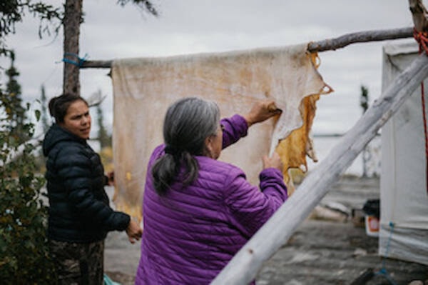 “As soon as I started with Dechinta Centre for Research and Learning, they said, ‘What is one thing that you really want to get going? Let’s make it happen.’ And I was like, ‘Hide tanning,’” recalls Charlene Liske, seen at left. And she has made that a reality with Dechinta’s help. Photo courtesy of Charlene Liske 